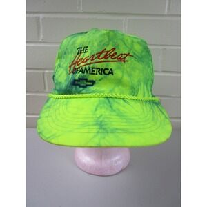 Vintage Chevrolet Chevy The Heartbeat Of America Snapback Hat Neon Trucker